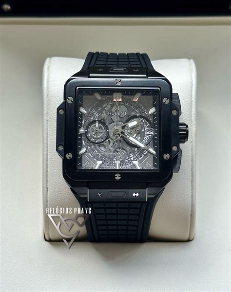 hublot square bang all black|More.